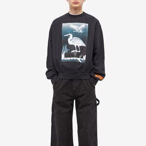 Heron Preston Black Censored Heron Crewneck Sweatshirt Men’s Size L